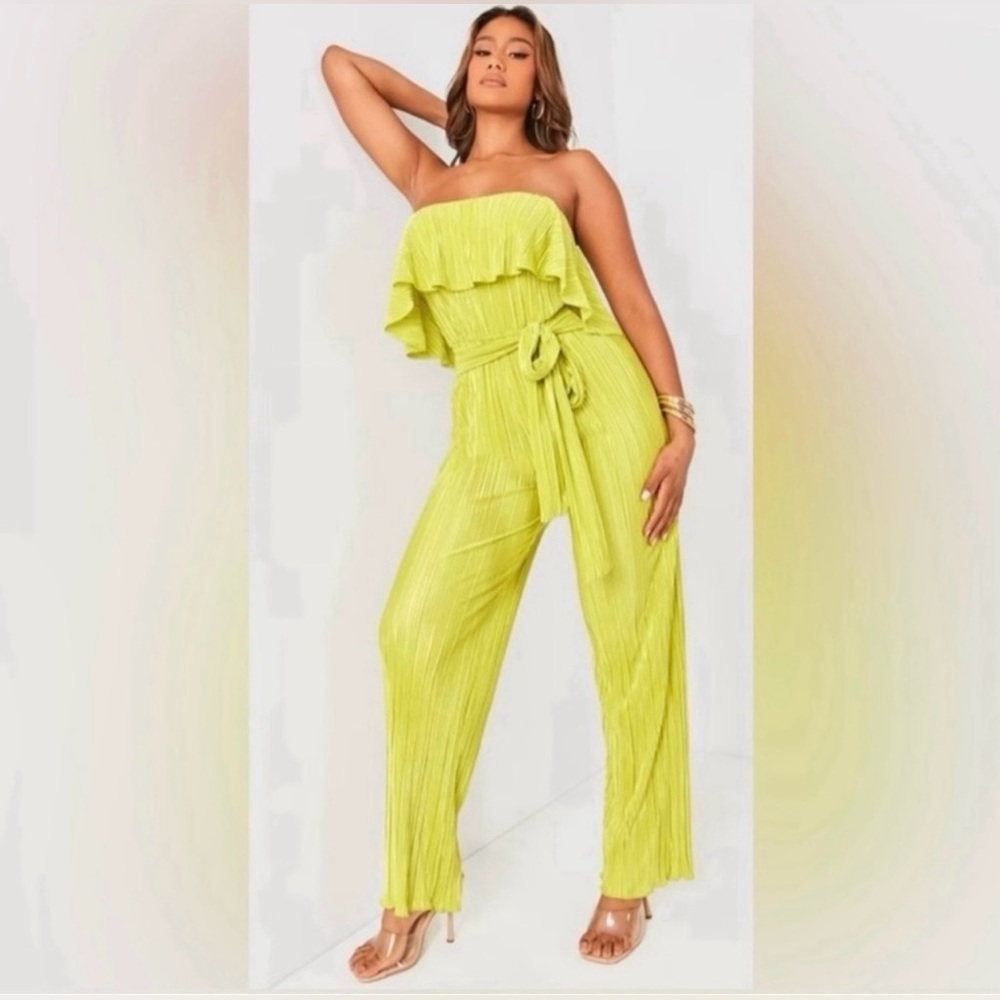 ✨ New ✨ PrettyLittleThing Lime Green Strapless Jumpsuit Size 4 ✨